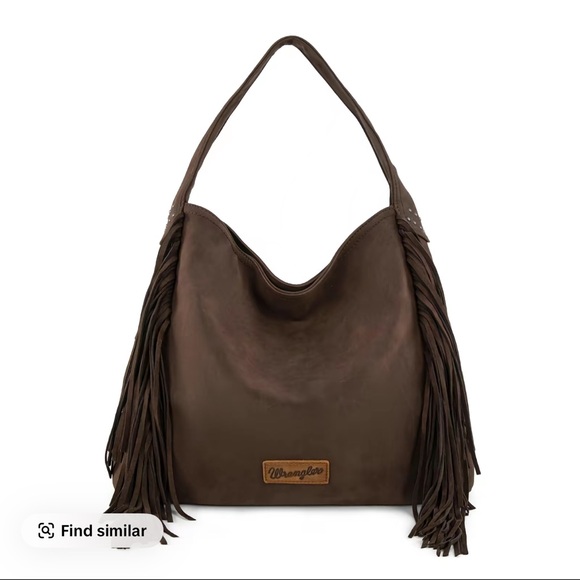 Wrangler Handbags - Wrangler Dark Brown Leather Fringe Shoulder Bag